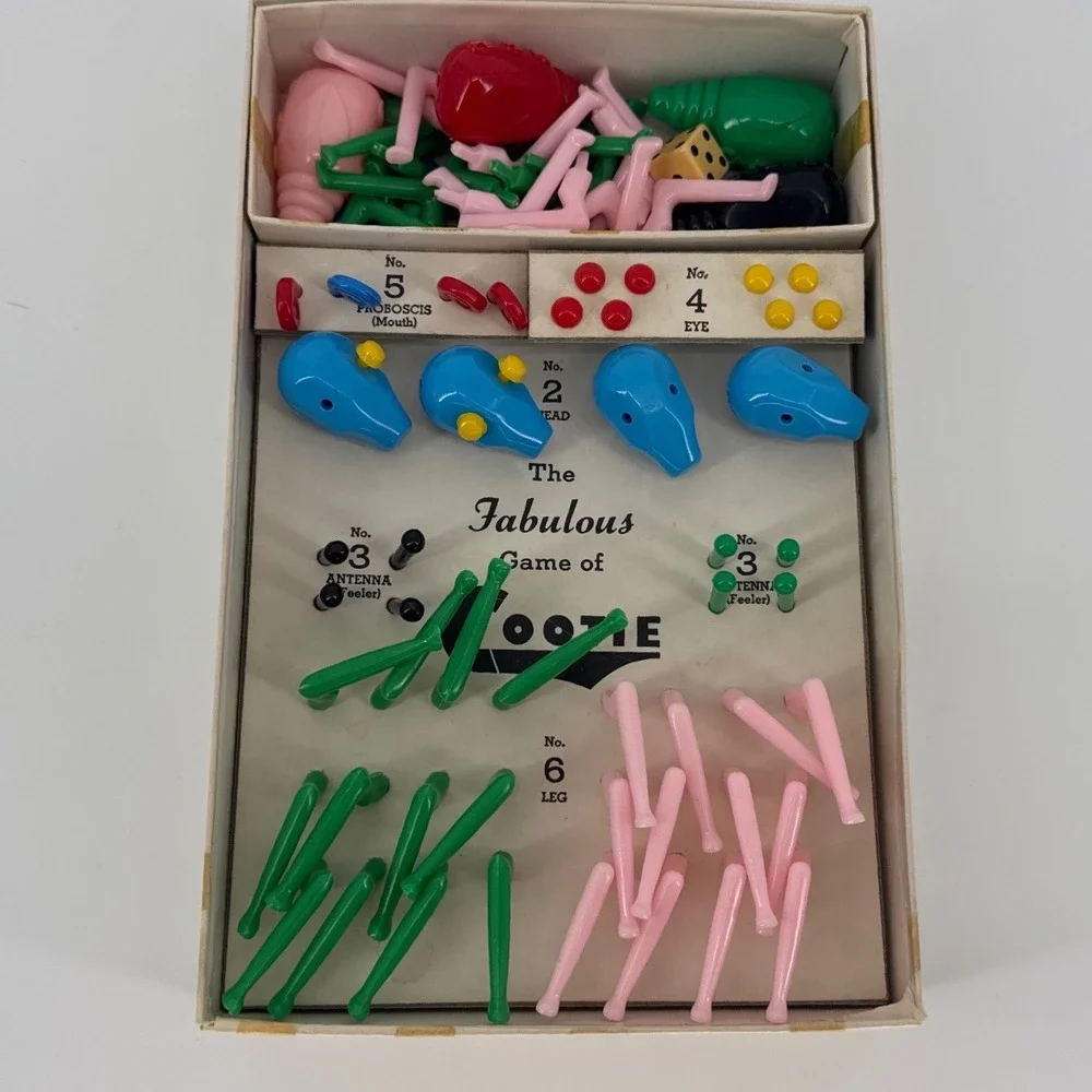 Schaper 1949 Cootie Kids Vintage Board Game Multicolor  Retro Plastic Toy
